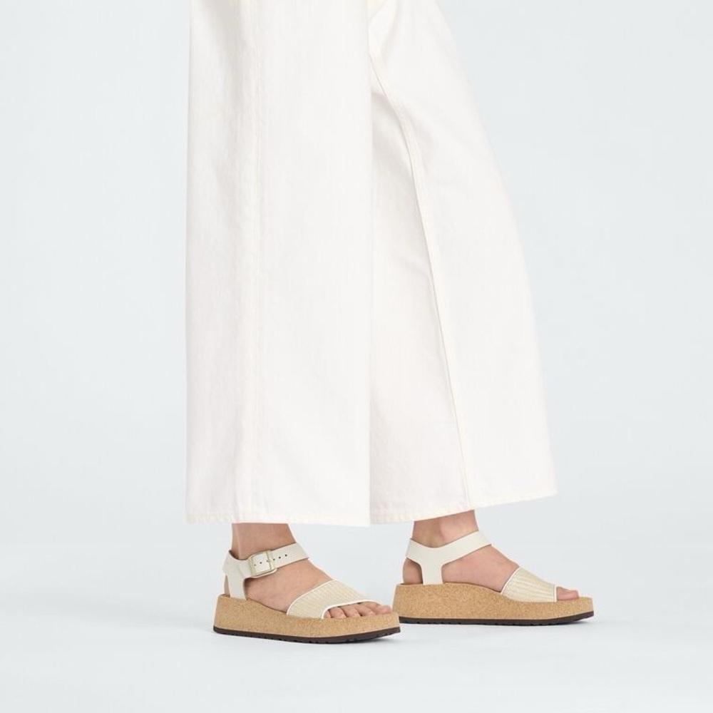 Birkenstock Papillio White and Tan Wedge Strappy Sandals Size 40, NEW - Picture 3 of 16